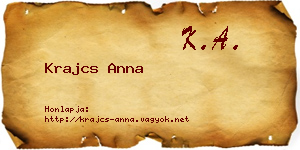Krajcs Anna névjegykártya